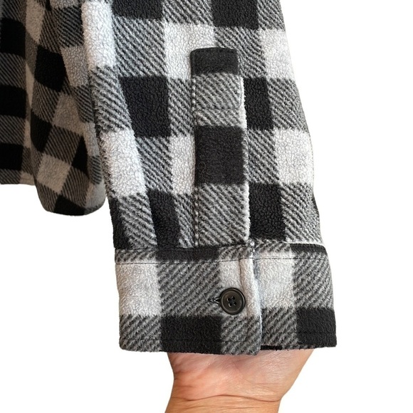Buffalo Plaid Black & Grey Fleece Button Down Jacket - Size 3X - Picture 6 of 11